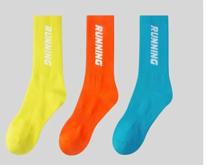Custom running socks with knitted-in branding