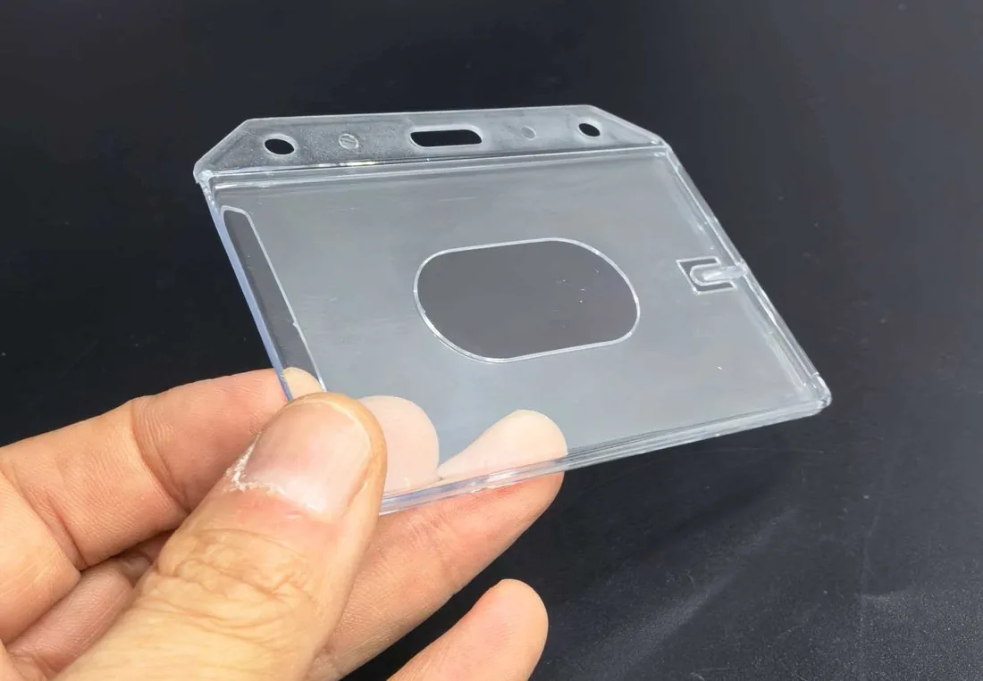 Rigid ID card holder front face with card window